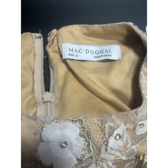 Mac Duggal NWT Sheer Mesh Cocktail Dress 67853 in Ivory/Nude Size 12 MSRP‎ $598 - Picture 6 of 9